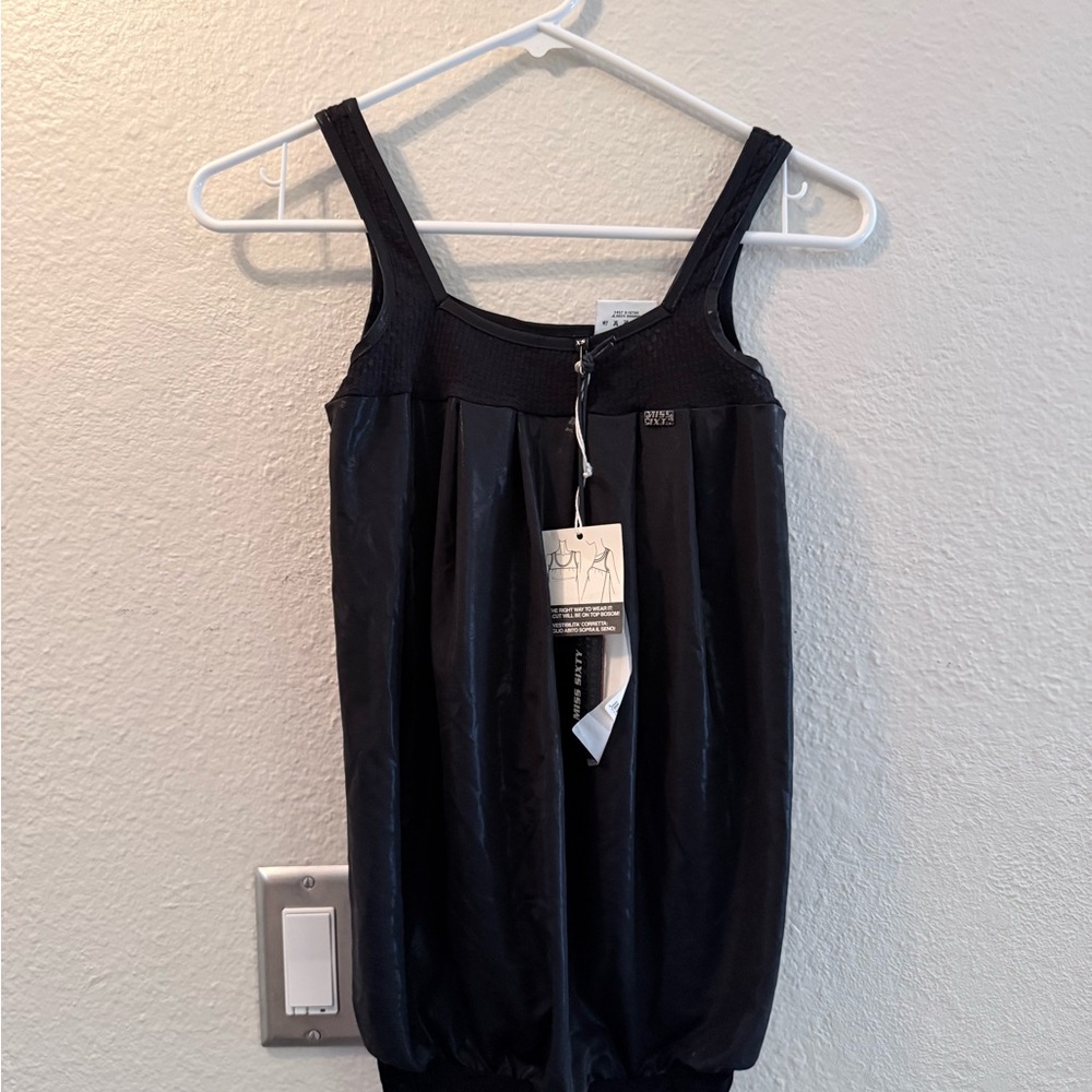 Miss Sixty Black Tank Top lace made in Italy shiny